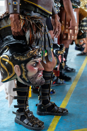 Boac, Philippines - April 2022: Participants of the Moriones Festival held during Holy Week in Boac on April 11, 2022 in Marinduque, Philippines.のeditorial素材