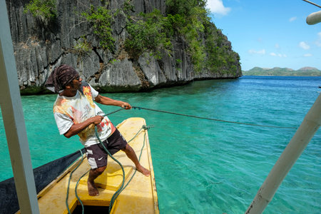 Coron, Philippines - May 2022: Island hopping in Coron on May 9, 2022 in Palawan, Philippines.のeditorial素材