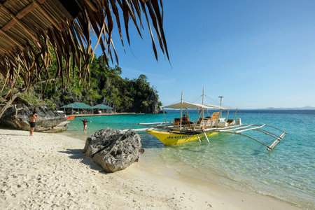 Coron, Philippines - May 2022: Island hopping in Coron on May 9, 2022 in Palawan, Philippines.のeditorial素材