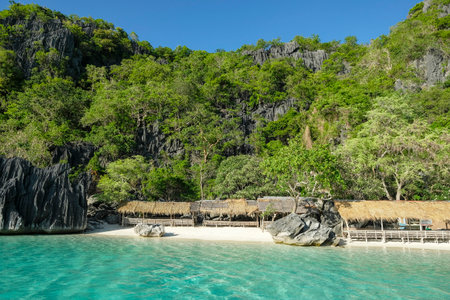 Island hopping in Coron, Palawan, Philippines.の写真素材