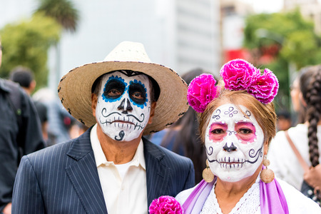 Pair of grandmothers made up of catrinasのeditorial素材