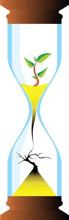 hourglass with the young and the old treeのイラスト素材