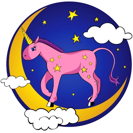fabulous pink unicorn on the monthのイラスト素材