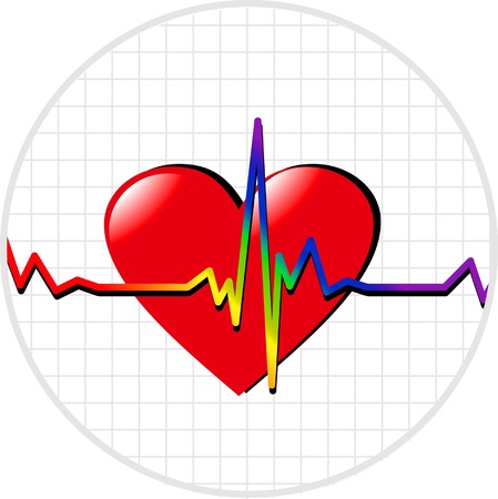 vector images cardiogram and heart - a symbol of gay pride