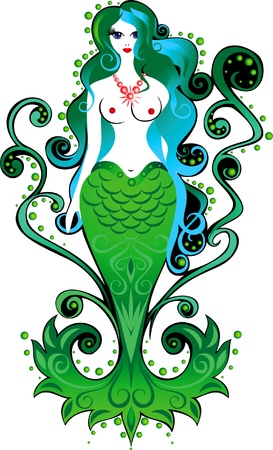 Vector image of a mermaid on an isolated backgroundのイラスト素材
