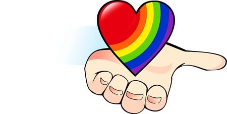   rainbow heart in the palm - a symbol of the gayのイラスト素材