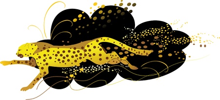  Vector image of a running cheetah on the spotty background  のイラスト素材