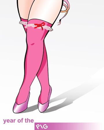 Chinese horoscope sign in the form of a girl s legs with a tail animalのイラスト素材