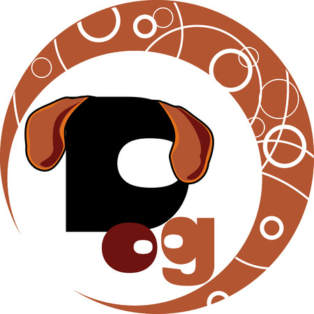 vector image sign of the Chinese horoscope dog in the form of letterのイラスト素材