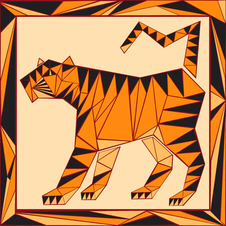 sign of the Chinese horoscope stylized stained glass - tigerのイラスト素材