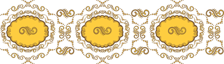 vector seamless beautiful border with golden vignettesのイラスト素材