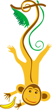 vector image of a funny monkey with a bananaのイラスト素材