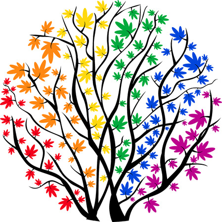 vector image rainbow tree in the shape of a circleのイラスト素材