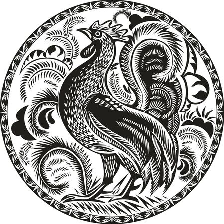 Black and white image of the decorative symbol of Chinese new yearのイラスト素材
