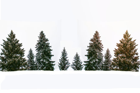 Christmas tree in the snow isolated on a white background. greeting card. winterの写真素材