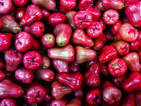 Freshly fruit rose apple fruit or jambu airon display for sale at market