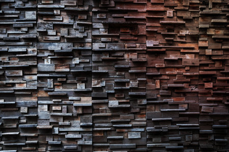 exposed wooden wall exterior, patchwork of raw wood forming a beautiful parquet wood pattern,Wood...