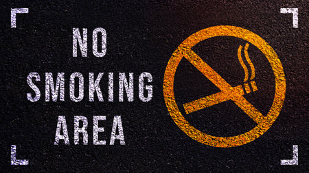 No smoking area sign with dark vintage style background âNo Smokingâの写真素材