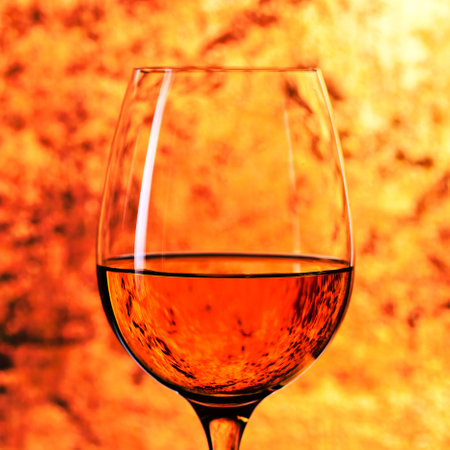 glass with white wine , focus on foregroundの写真素材