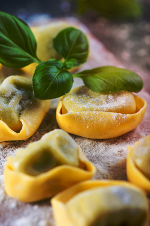 Home cooking, freshly made ravioli italian pastaの写真素材