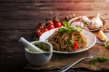 pasta with milan pestoの写真素材