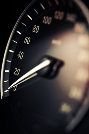 close up shot of a speedometer in a carの写真素材