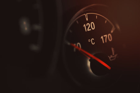 coolant temperature gauge on a car s dashboardの写真素材