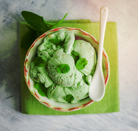 pistachio ice creamの写真素材