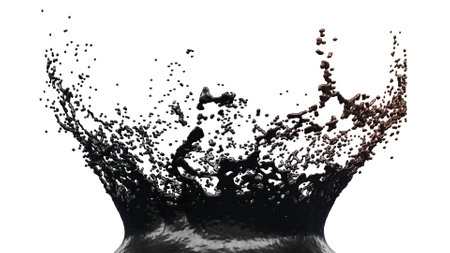 Ink Oil Splash with droplets circle round frame on withe background. 4K sizeの写真素材