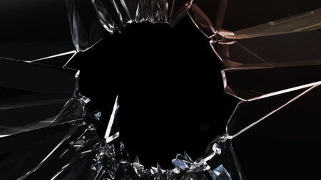 Glass Breaked with shatter and debris include black and white alpha matte. Footage element for film...