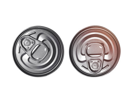 Top view Canned fish isolated on white background