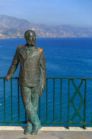Sculpture located in a beautiful view, next to the Mediterranean sea, Nerja Spainの写真素材