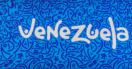 Great placard promoting Venezuela in a big fairの写真素材