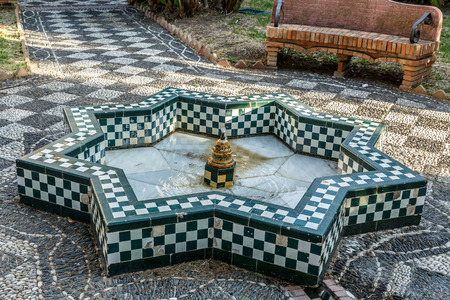 Small view of a typical Andalusian courtyard in a town of Granada, Spainの写真素材