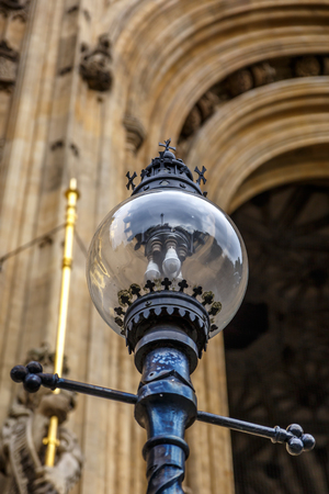Typical glass lamp outside Westminster Abbey, London, UKの写真素材