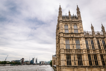 Westminster Palace (Houses of Parliament) on the side by the River Thames, London. United Kingdomの写真素材