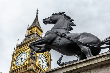 View of the horse from Statue of Queen Boudicca near Big Ben. United Kingdomの写真素材