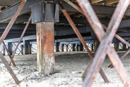 Metal structure in the lower part of a large jettyの写真素材