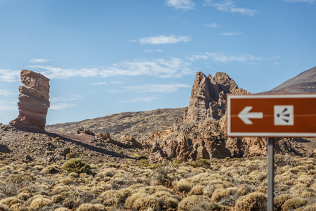 View of a desert area of the Teide National Park, Tenerife, Spainの写真素材