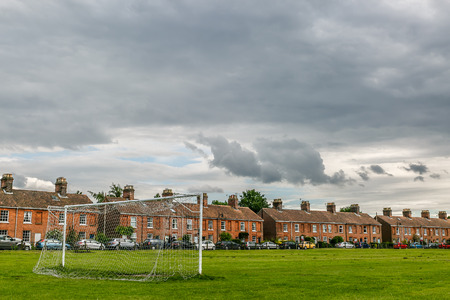 Nice football field in England a cloudy day, UKの写真素材