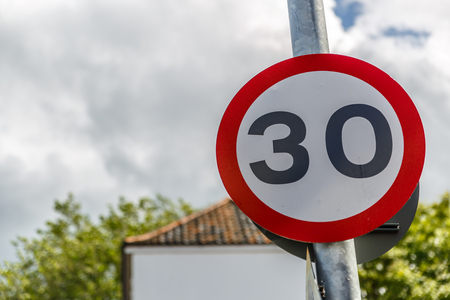 Signal of maximum speed of 30 miles per hour, UKの写真素材