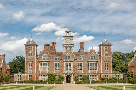 Frontal view of the manor house of Blickling Hall in the village of Blickling north of Aylsham in Norfolk County, England, UKのeditorial素材