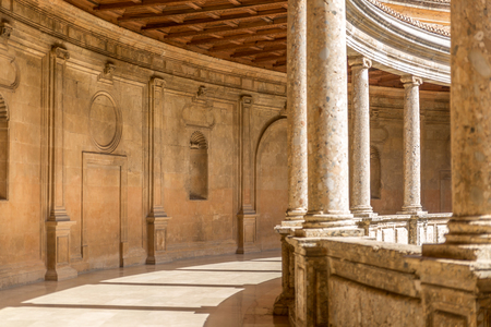 Inside the Palacio de Carlos V (Palace of Charles the fifth/5th) in Alhambra, Granada, Spainのeditorial素材