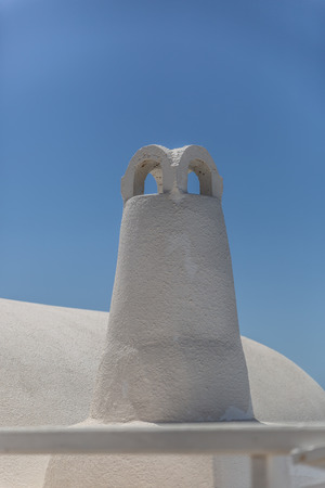 Chimney or ventilation system in Santorini, Greece, building and architecture, Europeの写真素材