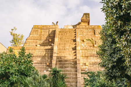 Aztec pyramid most representative of the ancient Mexican indigenous culture in a sunny dayの写真素材