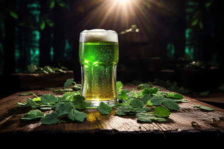 Celebrating St. Patrick's Day with a nice pint of green beer. Irish Christians hold large gatherings to honor the life of their patron saintの素材