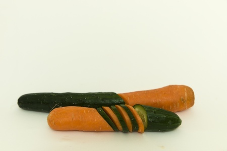 carrot and japanese cucumberの写真素材