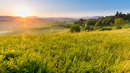 Sunrise near Dolny Kubin, Slovakiaの写真素材