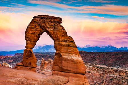 View to the La Sal Mountains from Arches National Park, Utah