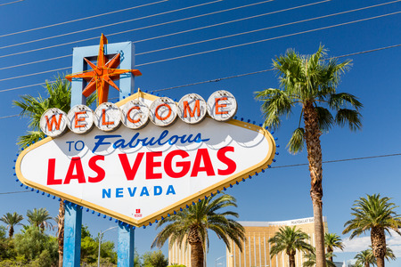 LAS VEGAS, NEVADA - SEPTEMBER 8: Views of the Welcome to Fabolous Vegas sign at the main boulevard on September 8, 2015. This sign is popular by tourist for taking pictures.のeditorial素材